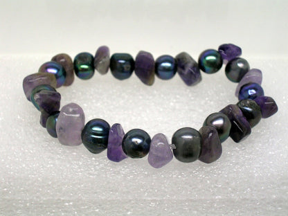 Pulsera perlas y piedras naturales.